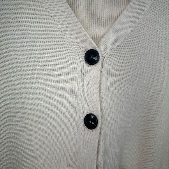 Zara Women’s Cream Black Contrasting Topstitch Oversized Pocket Cardigan Sweater - Picture 7 of 16